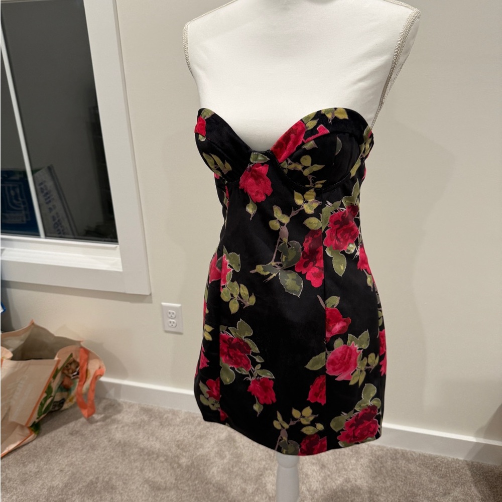 Nasty Gal Red And Pink Strapless Bodycon Dress